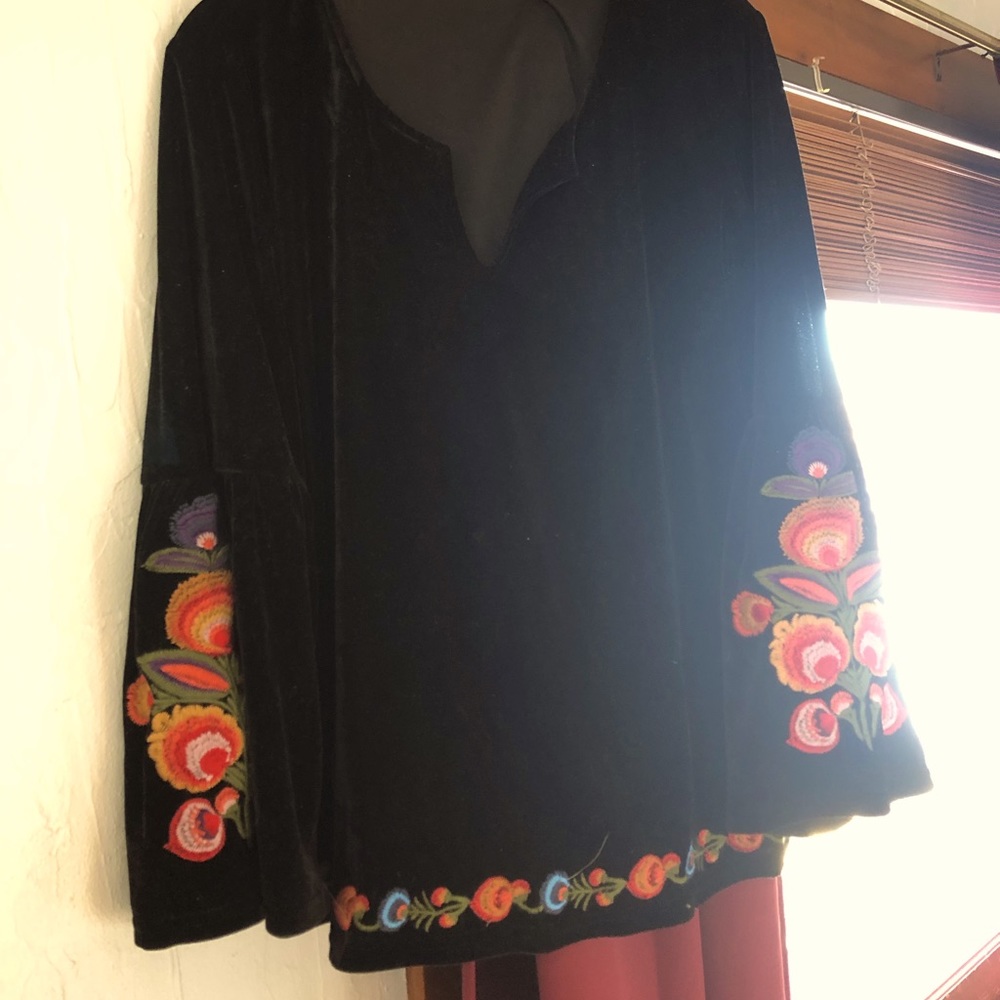 Embroidered Bell Sleeve top